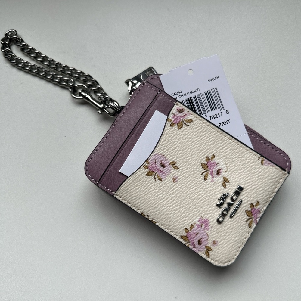 NWT coach Zip Card Case With Floral Print 🌸💜 - Picture 2 of 6